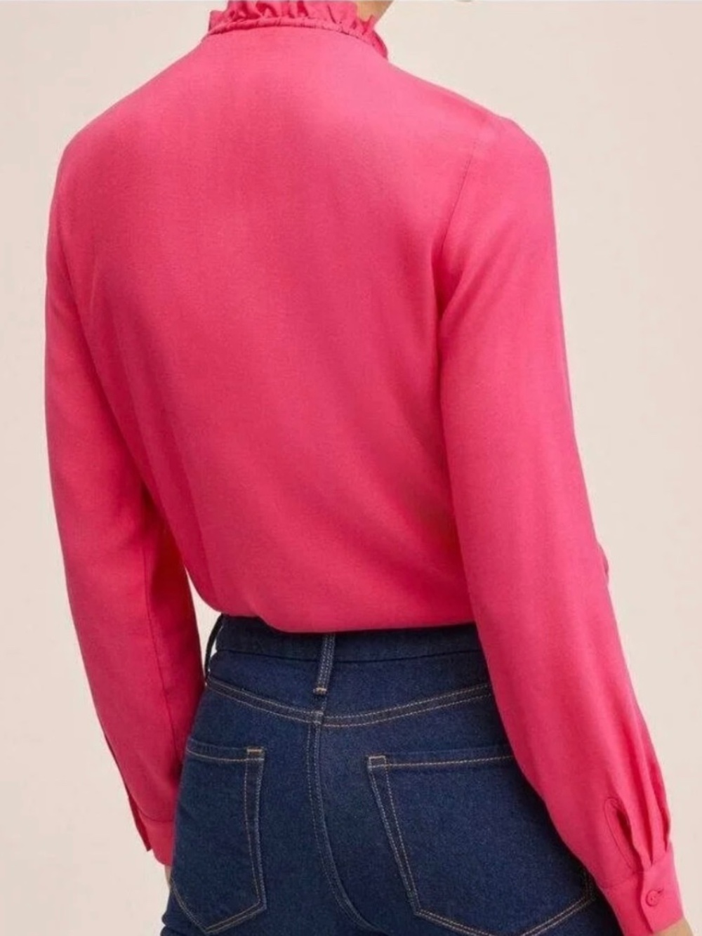 🤩 Mango Fuschia Ruffle-Necked Blouse - size 8 - Picture 2 of 10
